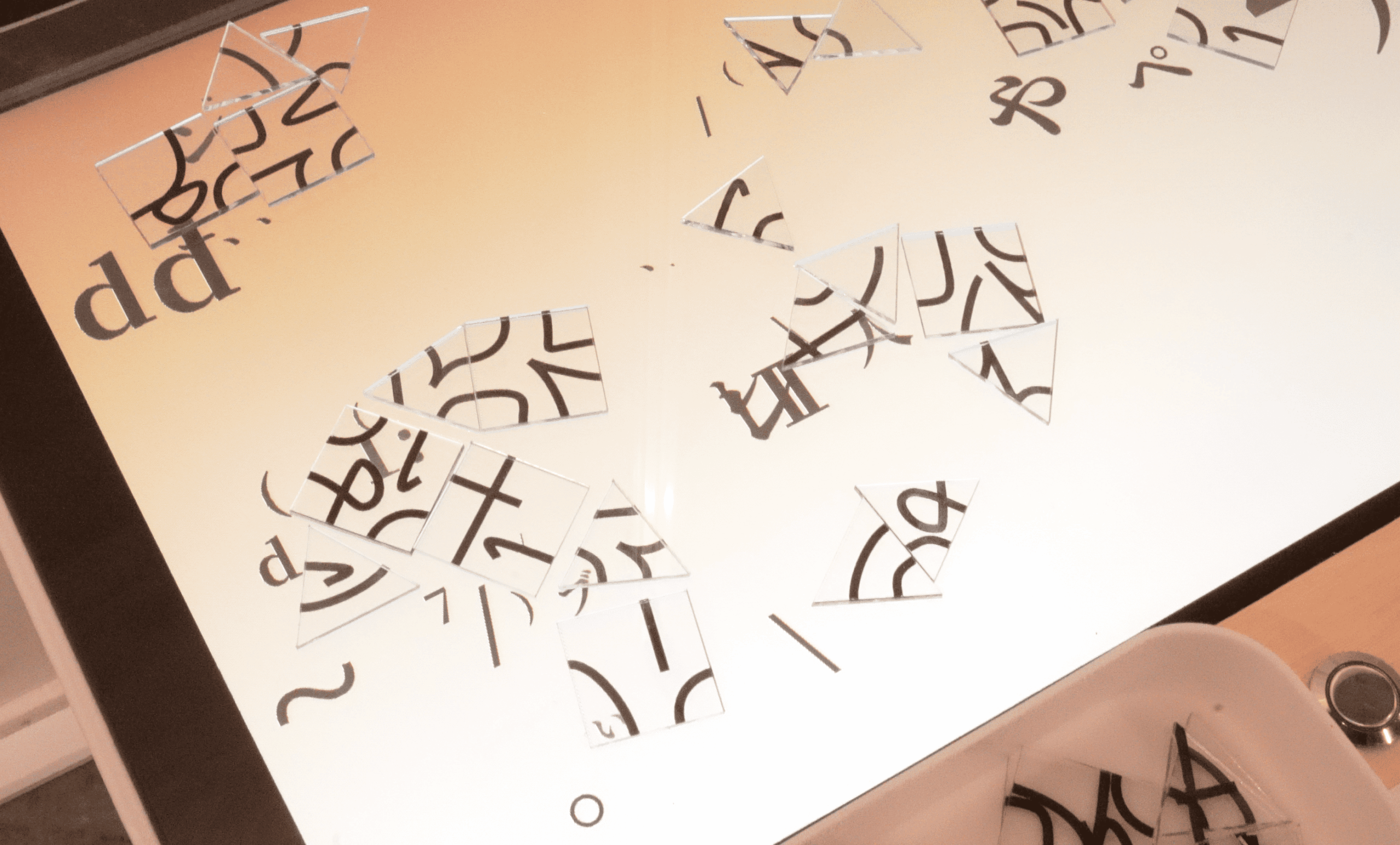 Letter fragment tiles